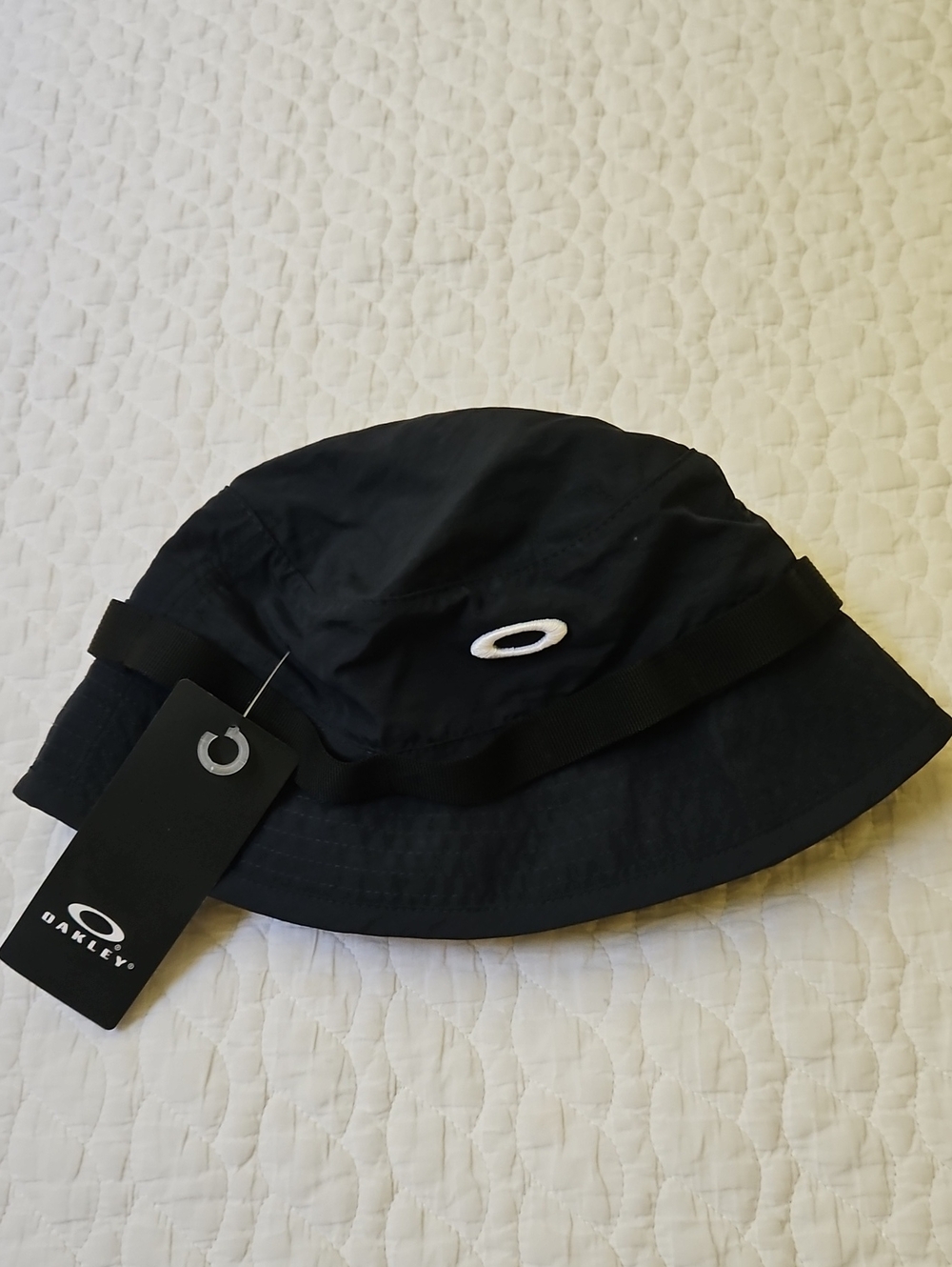 Oakley Black Bucket Hat with White Logo Patch